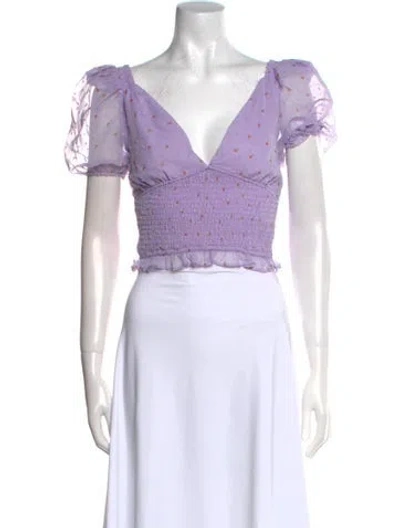 Pre-owned Lpa Printed V-neck Crop Top In Multi