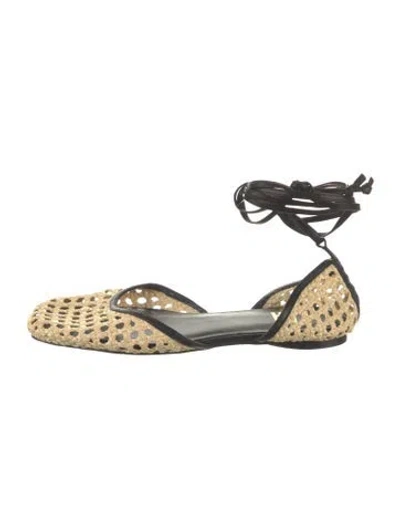 Pre-owned Lpa Raffia Patterned Flats In Black