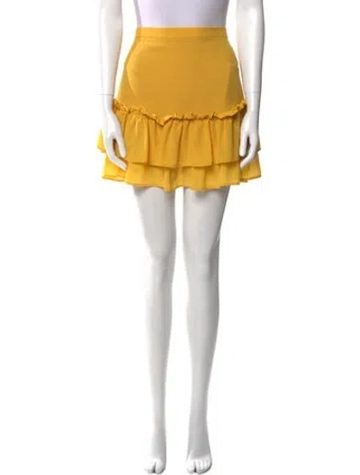 Pre-owned Lpa Ruffle Embellishment Knee-length Skirt In Yellow