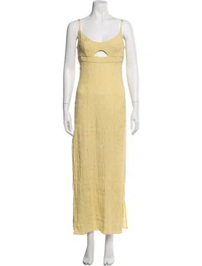 Pre-owned Lpa Scoop Neck Long Dress In Yellow