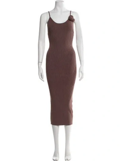 Pre-owned Lpa Scoop Neck Midi Length Dress In Brown