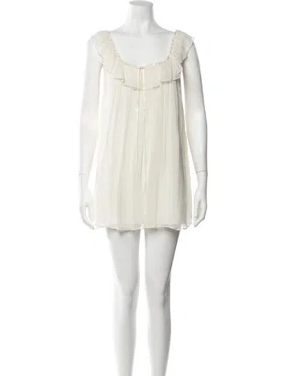 Pre-owned Lpa Scoop Neck Mini Dress In Neutrals