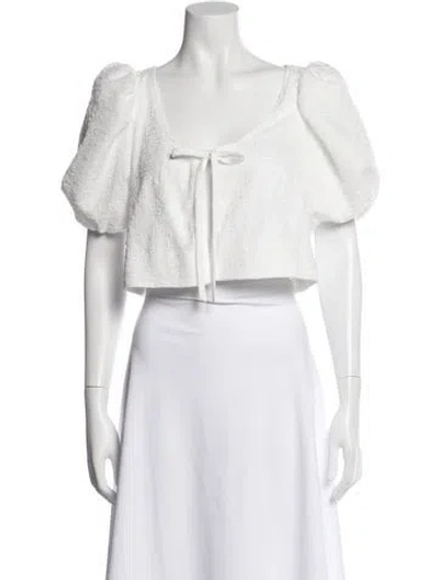 Pre-owned Lpa Scoop Neck Short Sleeve Crop Top In White
