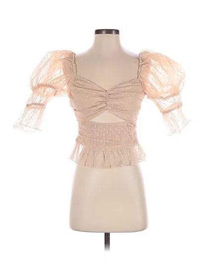 Pre-owned Lpa Short Sleeve Blouse In Brown