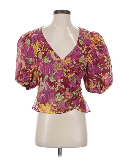 Pre-owned Lpa Short Sleeve Blouse In Purple