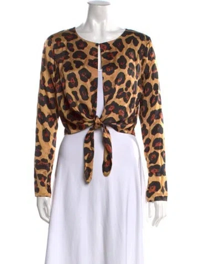 Pre-owned Lpa Silk Animal Print Top In Multi