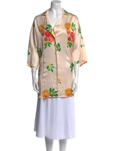 Pre-owned Lpa Silk Floral Print Tunic In Pink