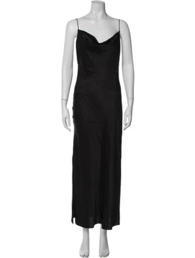 Pre-owned Lpa Silk Long Dress In Black