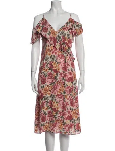 Pre-owned Lpa Silk Midi Length Dress In Red