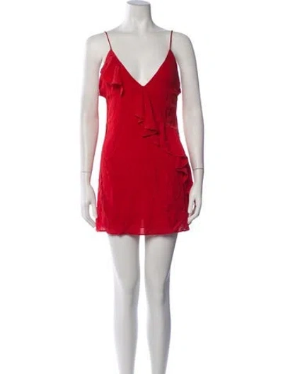 Pre-owned Lpa Silk Mini Dress In Red