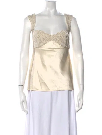 Pre-owned Lpa Silk Square Neckline Top In Neutrals