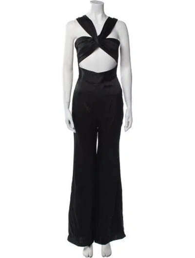 Pre-owned Lpa Silk V-neck Jumpsuit In Black
