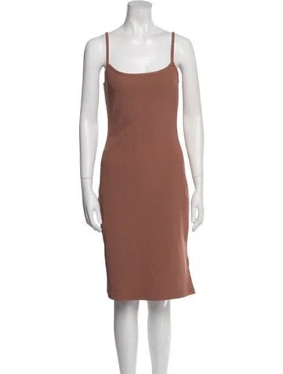 Pre-owned Lpa Square Neckline Knee-length Dress In Brown
