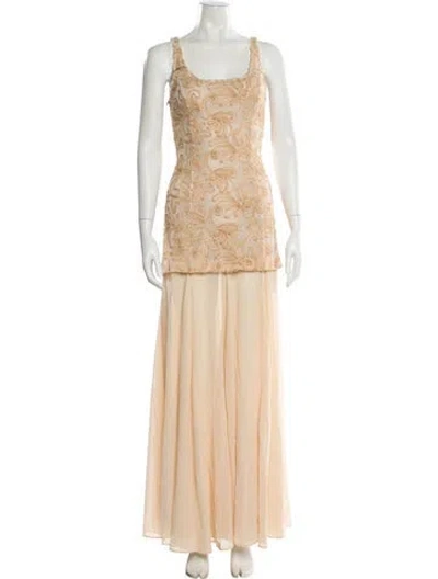 Pre-owned Lpa Square Neckline Long Dress In Neutral