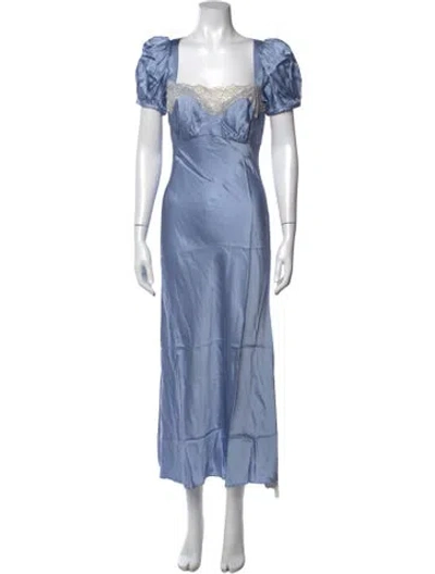 Pre-owned Lpa Square Neckline Long Dress W/ Tags In Blue