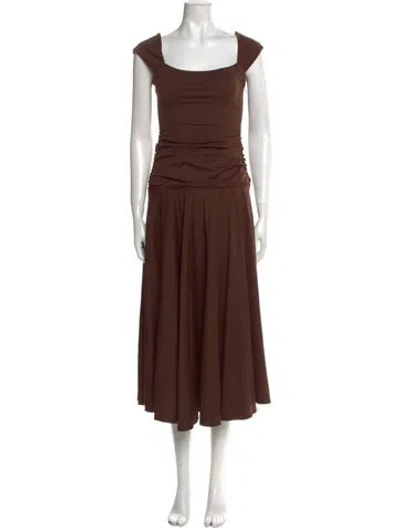 Pre-owned Lpa Square Neckline Long Dress W/ Tags In Brown