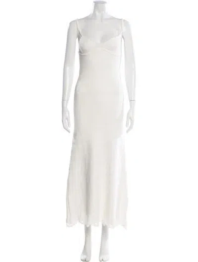 Pre-owned Lpa Square Neckline Long Dress In White
