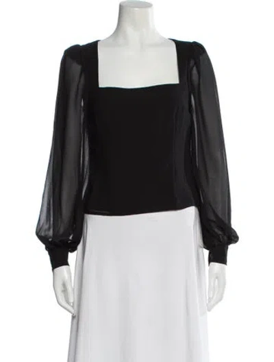 Pre-owned Lpa Square Neckline Long Sleeve Blouse In Black