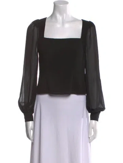Pre-owned Lpa Square Neckline Long Sleeve Crop Top In Black