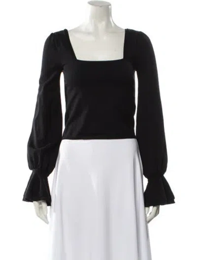 Pre-owned Lpa Square Neckline Long Sleeve Crop Top In Black