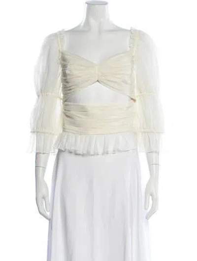 Pre-owned Lpa Square Neckline Long Sleeve Crop Top In Neutrals