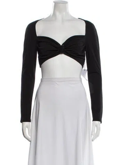 Pre-owned Lpa Square Neckline Long Sleeve Crop Top W/ Tags In Black