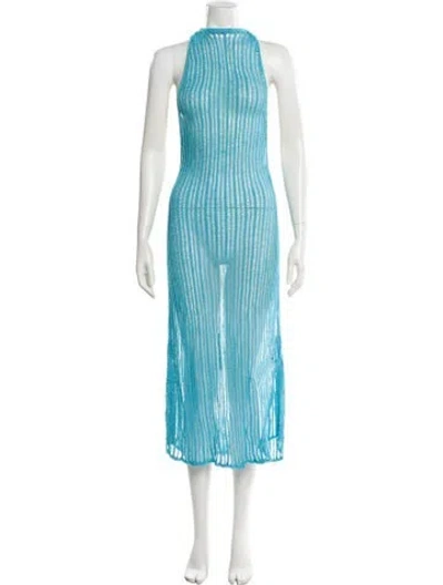 Pre-owned Lpa Square Neckline Midi Length Dress In Blue