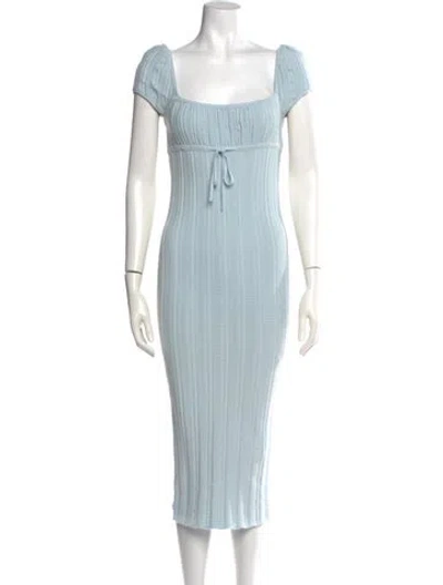 Pre-owned Lpa Square Neckline Midi Length Dress In Blue