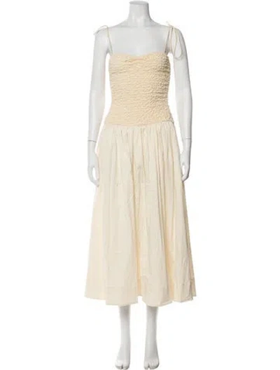 Pre-owned Lpa Square Neckline Midi Length Dress In Neutral