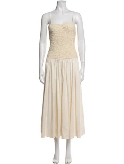 Pre-owned Lpa Square Neckline Midi Length Dress In Neutrals