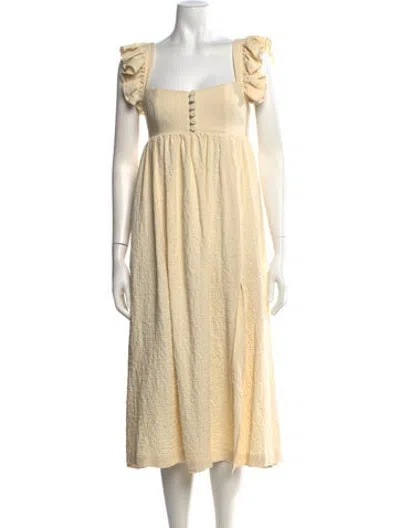 Pre-owned Lpa Square Neckline Midi Length Dress In Neutrals