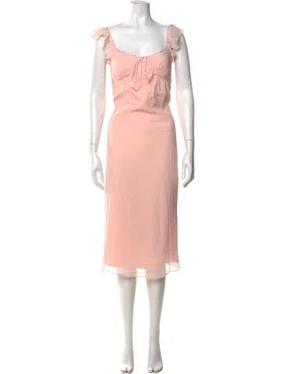 Pre-owned Lpa Square Neckline Midi Length Dress In Pink