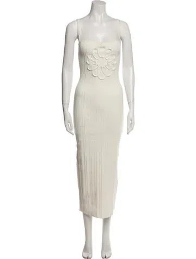 Pre-owned Lpa Square Neckline Midi Length Dress In White