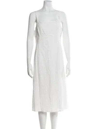 Pre-owned Lpa Square Neckline Midi Length Dress In White