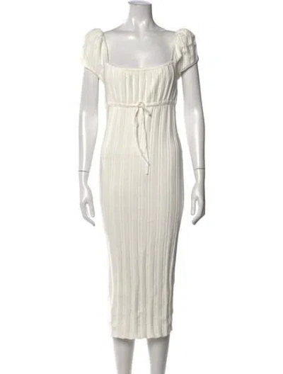 Pre-owned Lpa Square Neckline Midi Length Dress In White