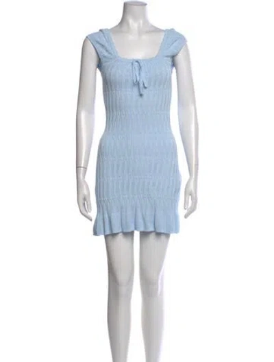 Pre-owned Lpa Square Neckline Mini Dress In Blue