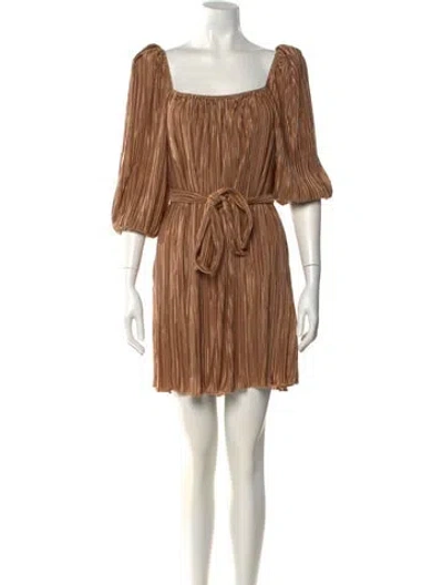 Pre-owned Lpa Square Neckline Mini Dress In Brown