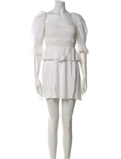 Pre-owned Lpa Square Neckline Mini Dress In White