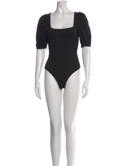 Pre-owned Lpa Square Neckline Short Sleeve Bodysuit In Black