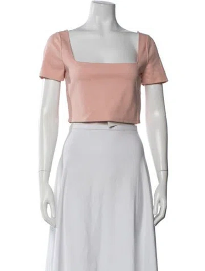 Pre-owned Lpa Square Neckline Short Sleeve Crop Top In Pink