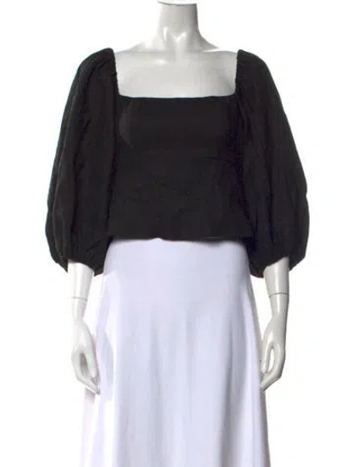 Pre-owned Lpa Square Neckline Short Sleeve Top In Black