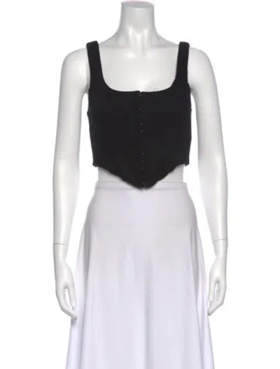 Pre-owned Lpa Square Neckline Sleeveless Crop Top In Black