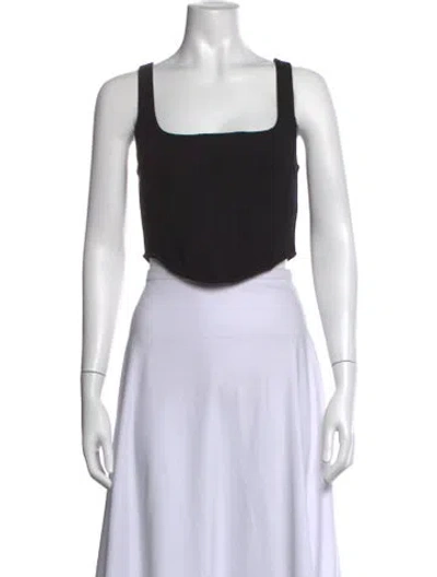Pre-owned Lpa Square Neckline Sleeveless Crop Top In Black