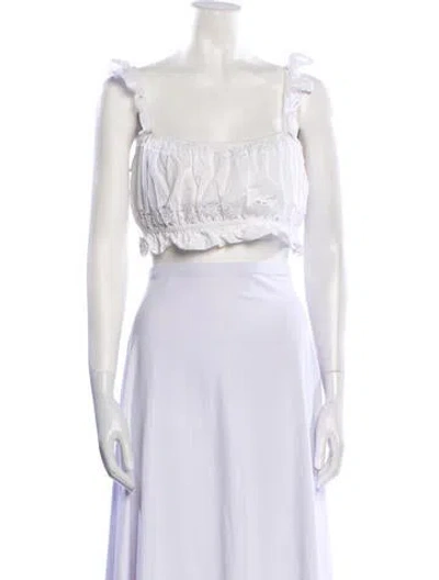 Pre-owned Lpa Square Neckline Sleeveless Crop Top In White