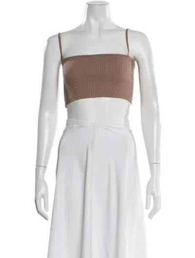 Pre-owned Lpa Square Neckline Sleeveless Crop Top In White
