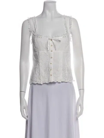 Pre-owned Lpa Square Neckline Sleeveless Top In White