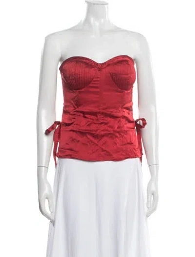 Pre-owned Lpa Strapless Crop Top W/ Tags In Red
