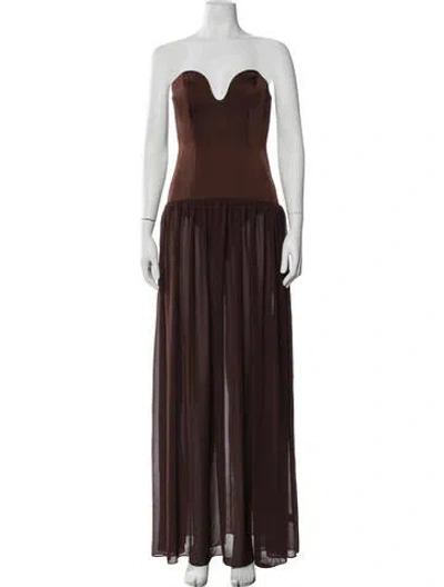 Pre-owned Lpa Strapless Long Dress In Brown