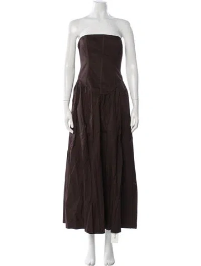 Pre-owned Lpa Strapless Long Dress In Brown