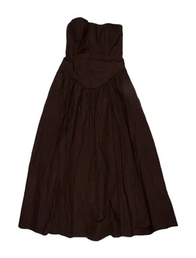 Pre-owned Lpa Strapless Long Dress In Brown